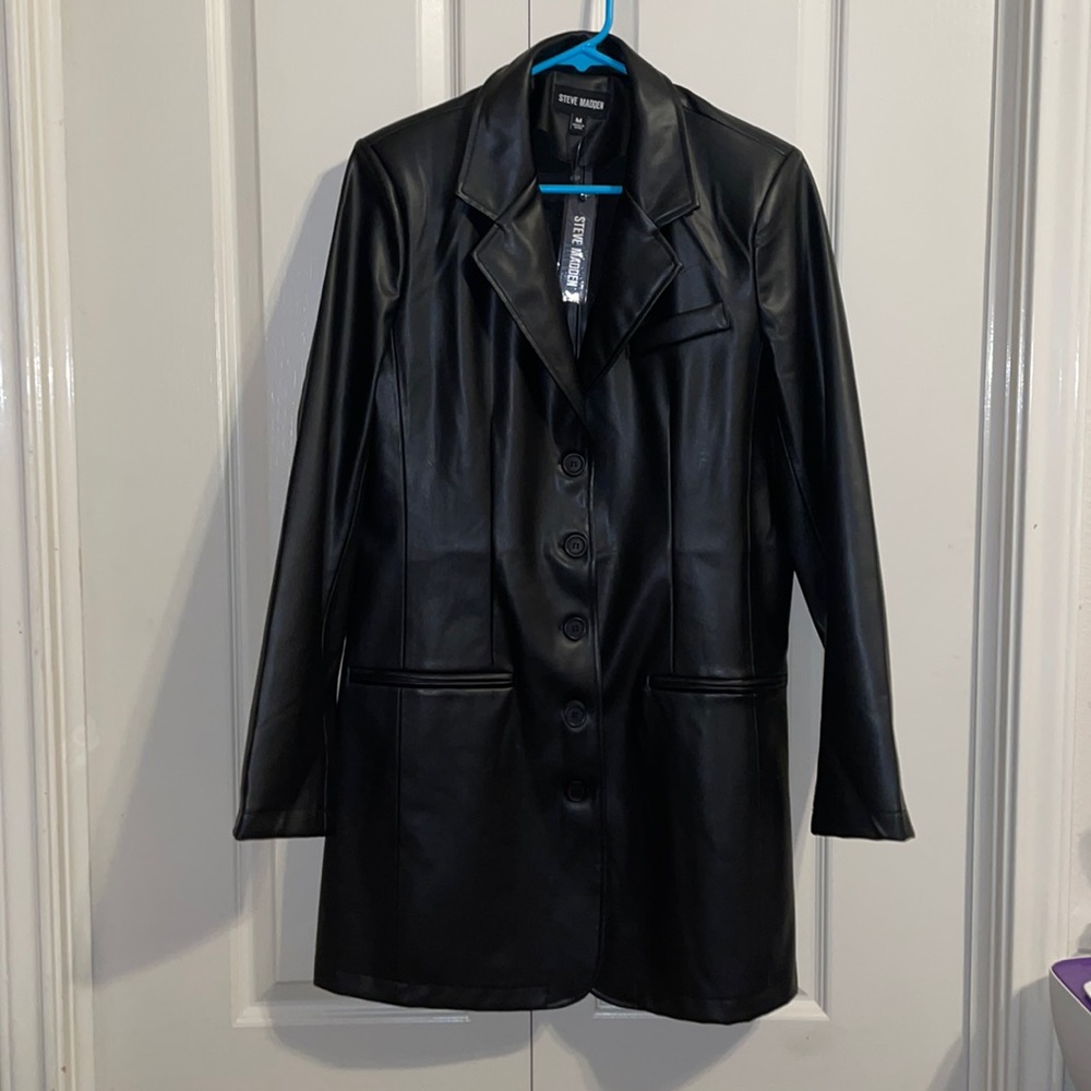 Steve Madden Black Leather Blazer Dress